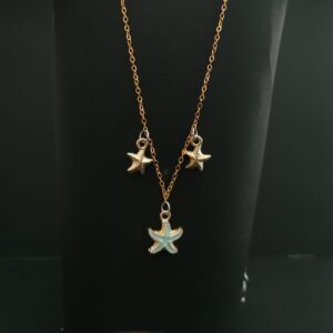 OP=OP Gouden ketting met zeesterren bedels Blauw - Goud.