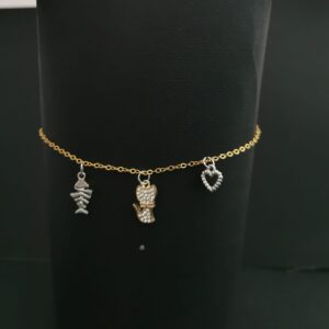 OP=OP I LOVE MY CAT! Gouden armband.